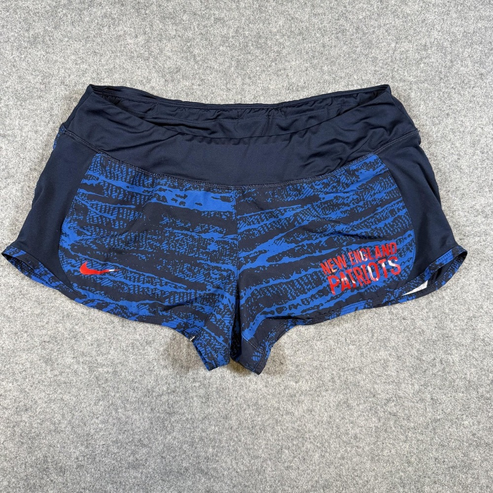 New England Patriots Shorts Womens Large Blue Navy NFL Football Nike Dri Fit